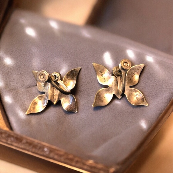 Vintage Sterling Silver earrings with screw on clip back for ears not pierced - Picture 2 of 2